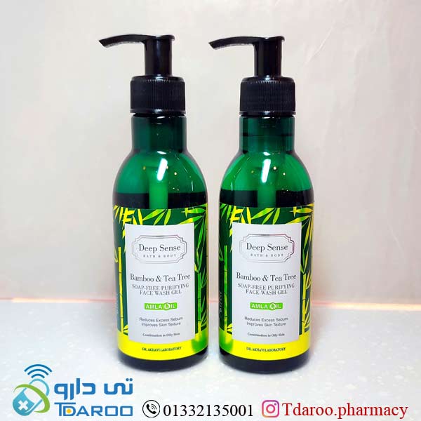 ژل شستوشو صورت پوست چرب دیپ سنس/bamboo&tea tree