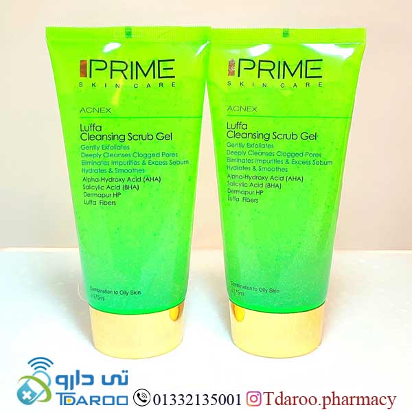 پریم ژل پاک کننده اسکراب لوفا پوست چرب/IPRIME ACNEX LUFFA CLEANSING SCRUB GEL/Gel/175ML