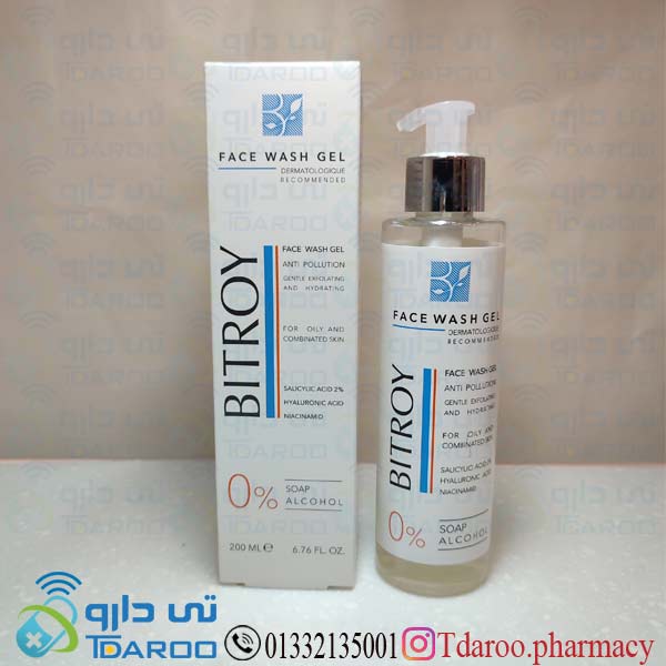 بیتروی ژل شستشوی صورت حاوی سالیسیلات اسید 2درصد/BITROY FACE WASH GEL/Gel/200ML