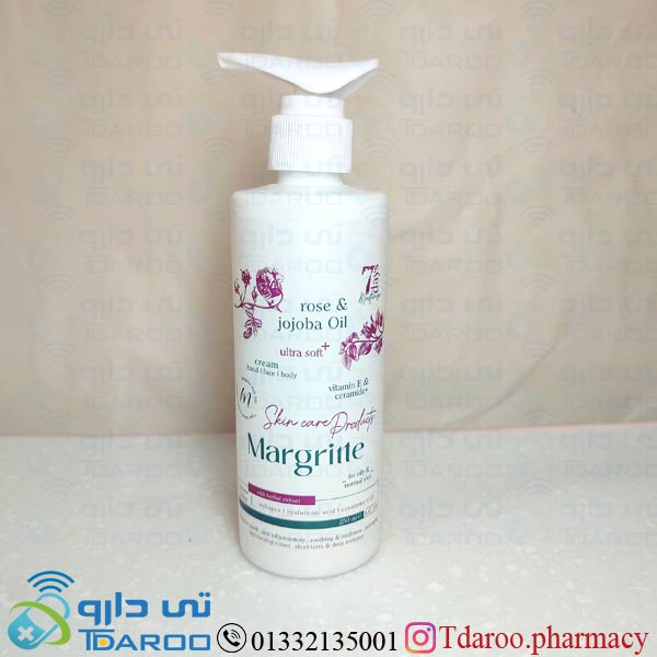 مارگریت کرم آبرسان و مرطوب کننده پمپی گل رز/MARGRITTE ROSE AND JOJOBA OIL CREAM/Cream/250ML