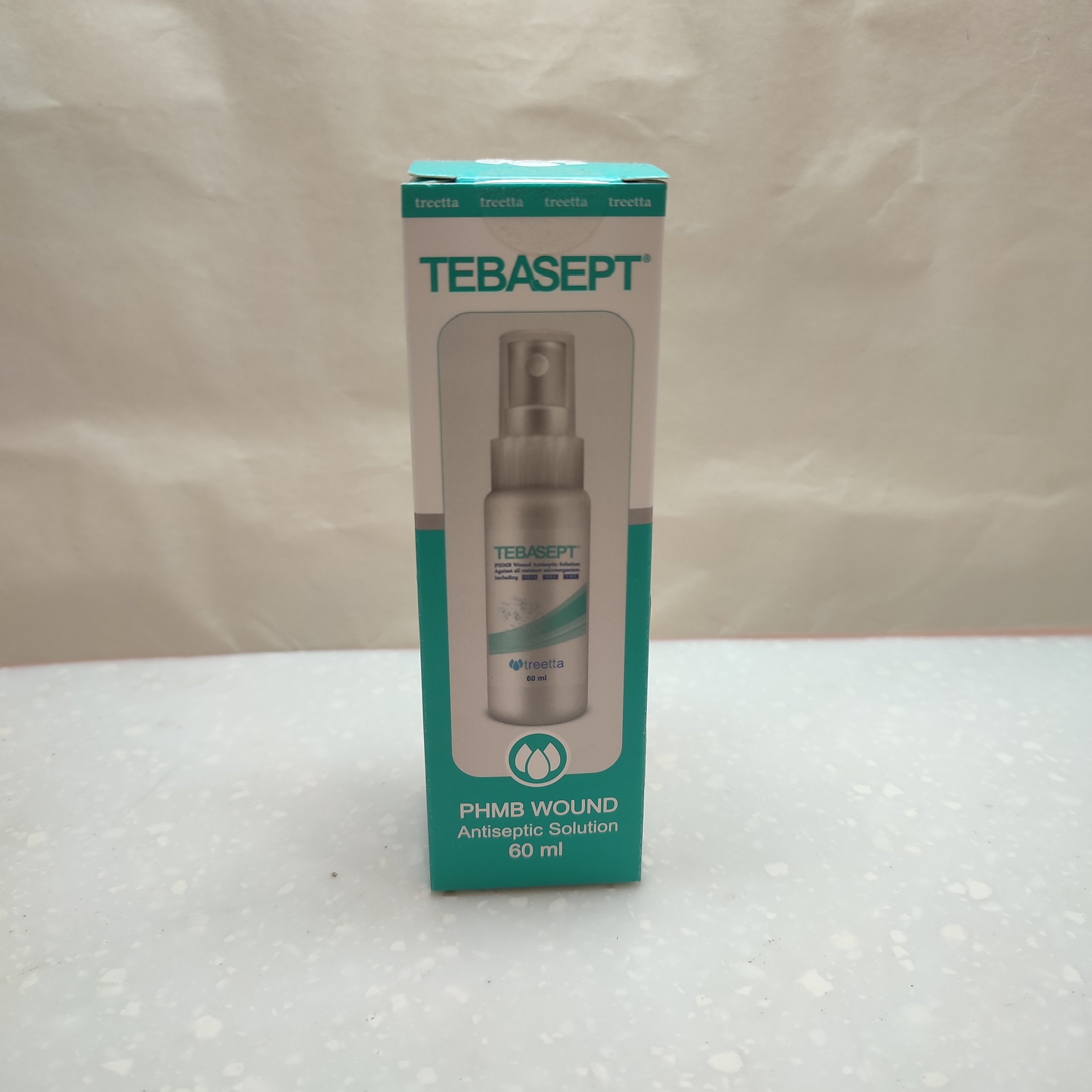 تباسپت اسپری آنتی میکروبیال زخم / TEBASEPT PHMB WOUND ANTISEPTIC SOLUTION/Spray/60ML